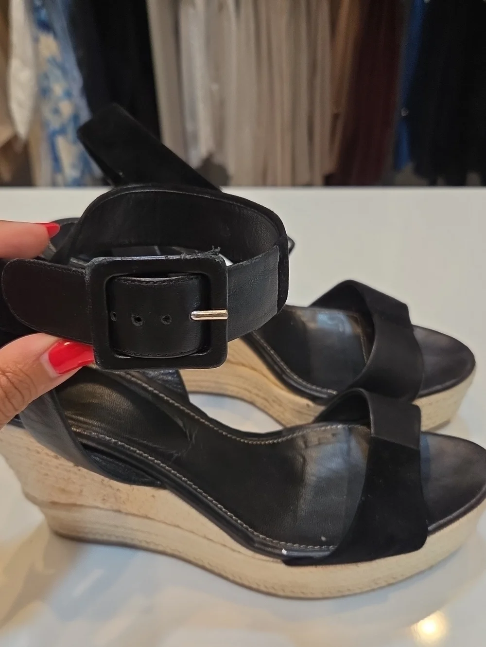 WOMEN'S AUTHENTIC BLACK LEATHER SERGIO ROSSI ESPADRILLES SHOE SZ 39.5 ITALY $595